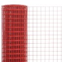 VidaXL Ogrodzenie z siatki, stal i PVC, 25x0,5 m, czerwone