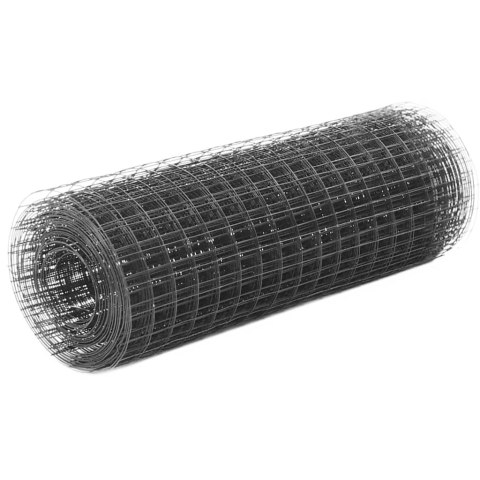 VidaXL Ogrodzenie z siatki, stal i PVC, 25x0,5 m, szare