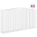 VidaXL Kosze gabionowe, 3 szt, 400x50x200/220 cm, galwanizowane żelazo