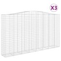 VidaXL Kosze gabionowe, 3 szt, 400x50x220/240 cm, galwanizowane żelazo