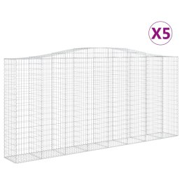 VidaXL Kosze gabionowe, 5 szt, 400x50x180/200 cm, galwanizowane żelazo