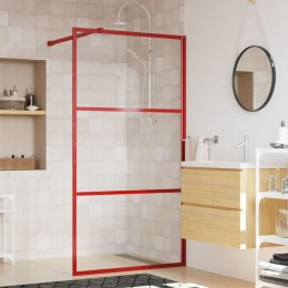 VidaXL Ścianka prysznicowa, przezroczyste szkło ESG, czerwona, 100x195