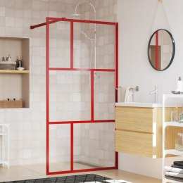 VidaXL Ścianka prysznicowa, przezroczyste szkło ESG, czerwona, 100x195