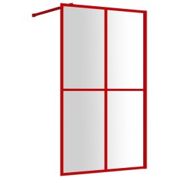 VidaXL Ścianka prysznicowa, przezroczyste szkło ESG, czerwona, 118x195