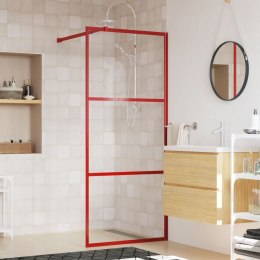 VidaXL Ścianka prysznicowa, przezroczyste szkło ESG, czerwona, 90x195