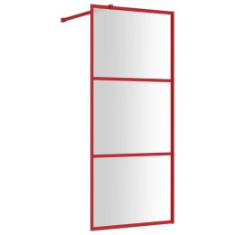 VidaXL Ścianka prysznicowa, przezroczyste szkło ESG, czerwona, 90x195