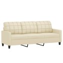 VidaXL 3-osobowa sofa, kremowa, 180 cm, sztuczna skóra