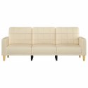 VidaXL 3-osobowa sofa, kremowa, 180 cm, tapicerowana tkaniną