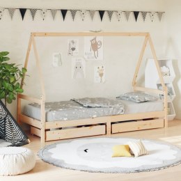 VidaXL Rama łóżka dziecięcego z szufladami, 90x190 cm, lita sosna