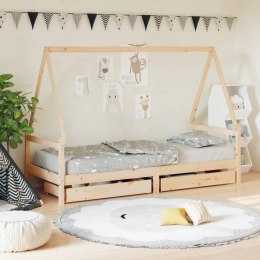 VidaXL Rama łóżka dziecięcego z szufladami, 90x200 cm, sosnowa
