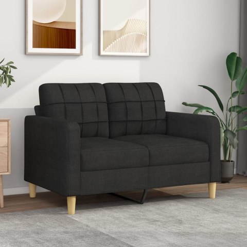 VidaXL Sofa 2-osobowa, czarna, 120 cm, tapicerowana tkaniną