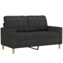 VidaXL Sofa 2-osobowa, czarna, 120 cm, tapicerowana tkaniną