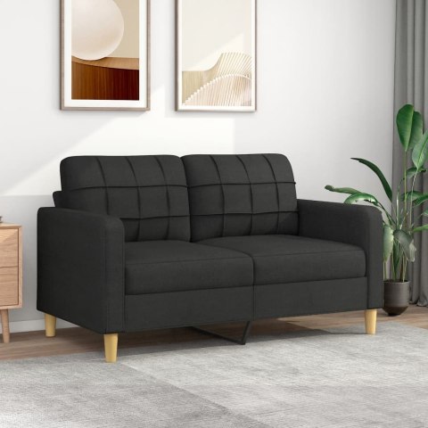 VidaXL Sofa 2-osobowa, czarna, 140 cm, tapicerowana tkaniną