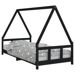 VidaXL Rama łóżka, czarna, 90x200 cm, lite drewno sosnowe