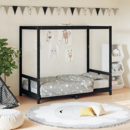 VidaXL Rama łóżka dziecięcego, czarna, 80x160 cm, drewno sosnowe