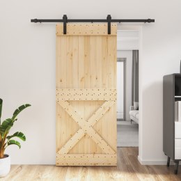 VidaXL Drzwi przesuwne z osprzętem, 90x210 cm, lite drewno sosnowe