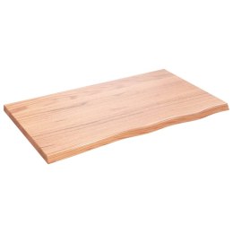 VidaXL Blat do stołu, jasnobrązowy, 100x60x(2-4)cm, lite drewno dębowe