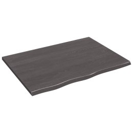 VidaXL Blat stołu, ciemnobrązowy, 80x60x2 cm, lite drewno dębowe