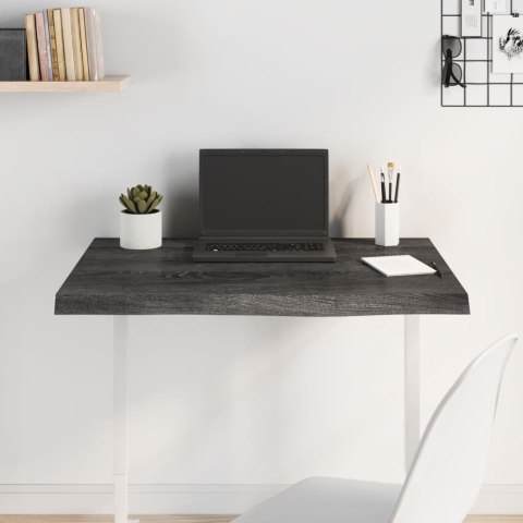 VidaXL Blat stołu, ciemnobrązowy, 80x60x(2-4) cm, lite drewno dębowe