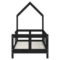 VidaXL Rama łóżka dziecięcego, czarna, 70x140 cm, drewno sosnowe