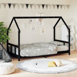 VidaXL Rama łóżka dziecięcego, czarna, 90x190 cm, drewno sosnowe
