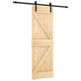 VidaXL Drzwi przesuwne z osprzętem, 70x210 cm, lite drewno sosnowe