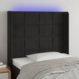 VidaXL Zagłówek do łóżka z LED, czarny, 103x16x118/128 cm, aksamit