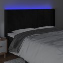 VidaXL Zagłówek do łóżka z LED, czarny, 203x16x118/128 cm, aksamit