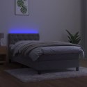 VidaXL Łóżko kontynentalne z materacem i LED, szare 80x200 cm, aksamit