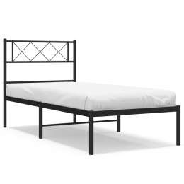 VidaXL Metalowa rama łóżka z wezgłowiem, czarna, 100x200 cm