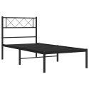 VidaXL Metalowa rama łóżka z wezgłowiem, czarna, 107x203 cm