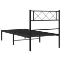 VidaXL Metalowa rama łóżka z wezgłowiem, czarna, 107x203 cm