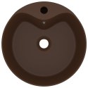 VidaXL Umywalka z przelewem, matowy ciemny brąz, 36x13cm, ceramiczna