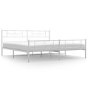 VidaXL Metalowa rama łóżka z wezgłowiem i zanóżkiem, biała, 183x213 cm