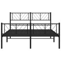 VidaXL Metalowa rama łóżka z wezgłowiem i zanóżkiem, czarna, 120x190cm