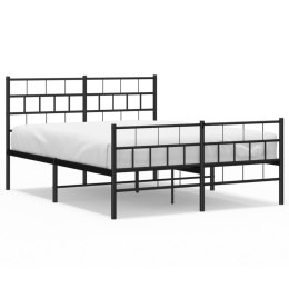 VidaXL Metalowa rama łóżka z wezgłowiem i zanóżkiem, czarna, 140x190cm