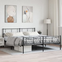VidaXL Metalowa rama łóżka z wezgłowiem i zanóżkiem, czarna, 200x200cm