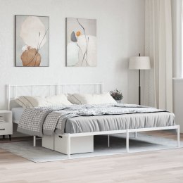 VidaXL Metalowa rama łóżka z wezgłowiem, biała, 193x203 cm