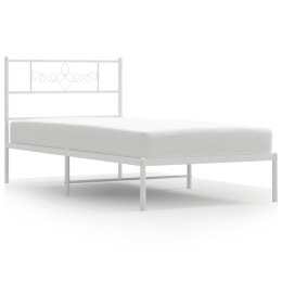 VidaXL Metalowa rama łóżka z wezgłowiem, biała, 90x200 cm