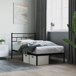 VidaXL Metalowa rama łóżka z wezgłowiem, czarna, 100x190 cm