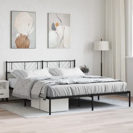 VidaXL Metalowa rama łóżka z wezgłowiem, czarna, 193x203 cm