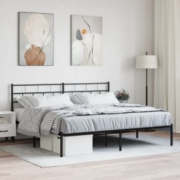 VidaXL Metalowa rama łóżka z wezgłowiem, czarna, 200x200 cm