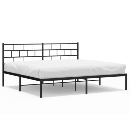 VidaXL Metalowa rama łóżka z wezgłowiem, czarna, 200x200 cm