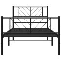 VidaXL Metalowa rama łóżka z wezgłowiem i zanóżkiem, czarna, 100x190cm