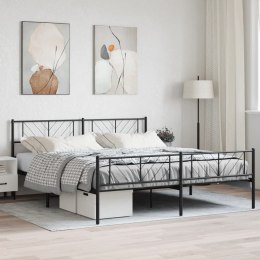 VidaXL Metalowa rama łóżka z wezgłowiem i zanóżkiem, czarna, 193x203cm