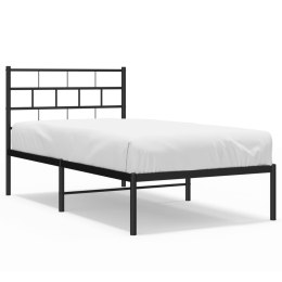 VidaXL Metalowa rama łóżka z wezgłowiem, czarna, 90x200 cm