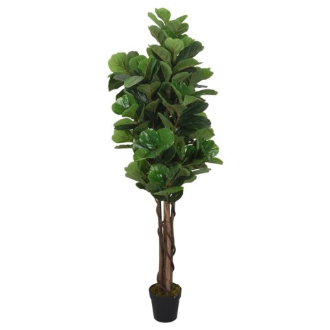 VidaXL Sztuczny figowiec dębolistny, 96 liści, 80 cm, zielony
