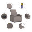 VidaXL Rozkładany fotel masujący, taupe, obity tkaniną
