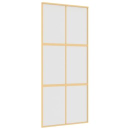 VidaXL Drzwi przesuwne, złote, 90x205 cm, mrożone szkło ESG, aluminium