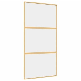 VidaXL Drzwi przesuwne, złote, 102,5x205 cm, przezroczyste szkło ESG